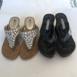 2 pairs of women summer flip flops shoes high heel